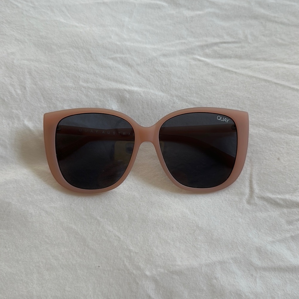 Quay Australia Matte Blush Frame Black Lens Oversized Sunglasses